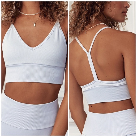 EasySundays Easy Sundays UpLift Seamless Ribbed Bra Pacific Blue XS S NWT NEW - Picture 9 of 13